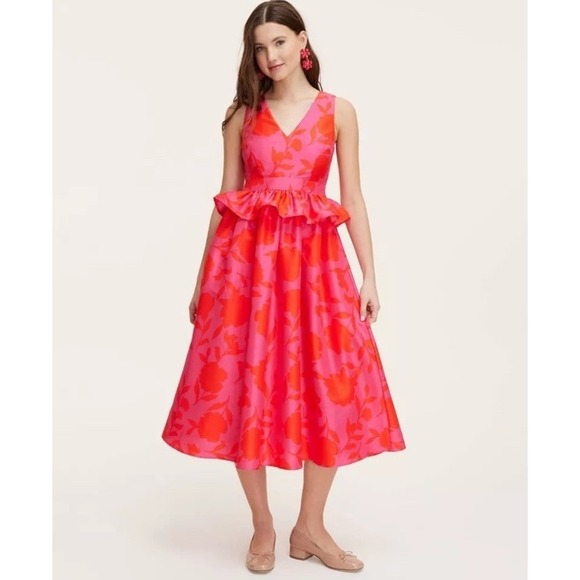 NEW Kate Spade NY x Target Classic Rose Peplum Midi‎ Dress Size 10 - Picture 1 of 10